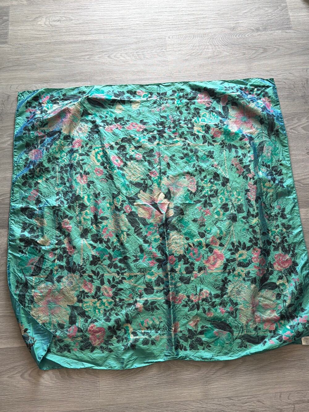Vintage floral Thai silk scarf